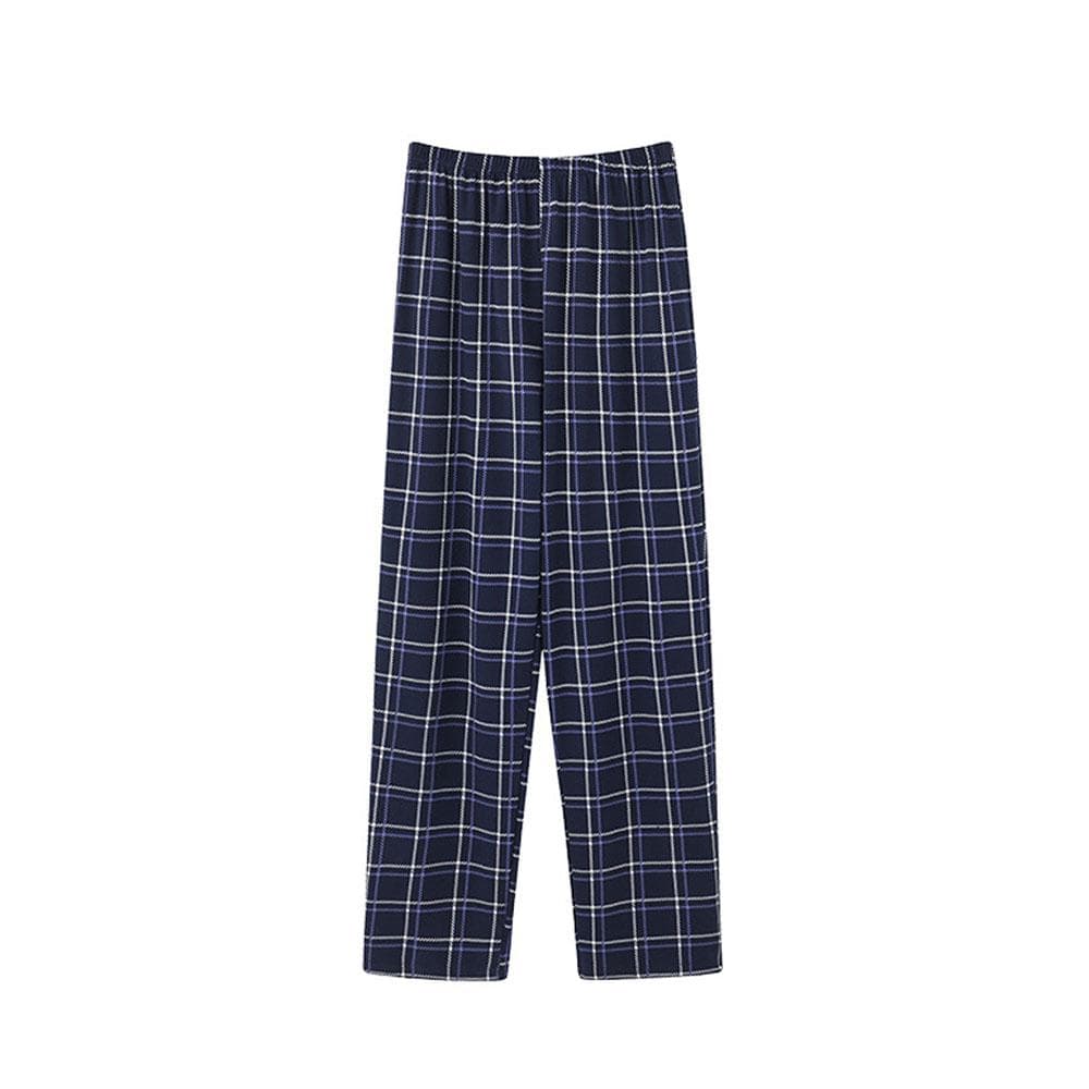 Men's 5XL Oversized Plus Size Spring Autumn Clothes Sleepwear Knit Cotton Plaid Pants Trousers Pyjamas L