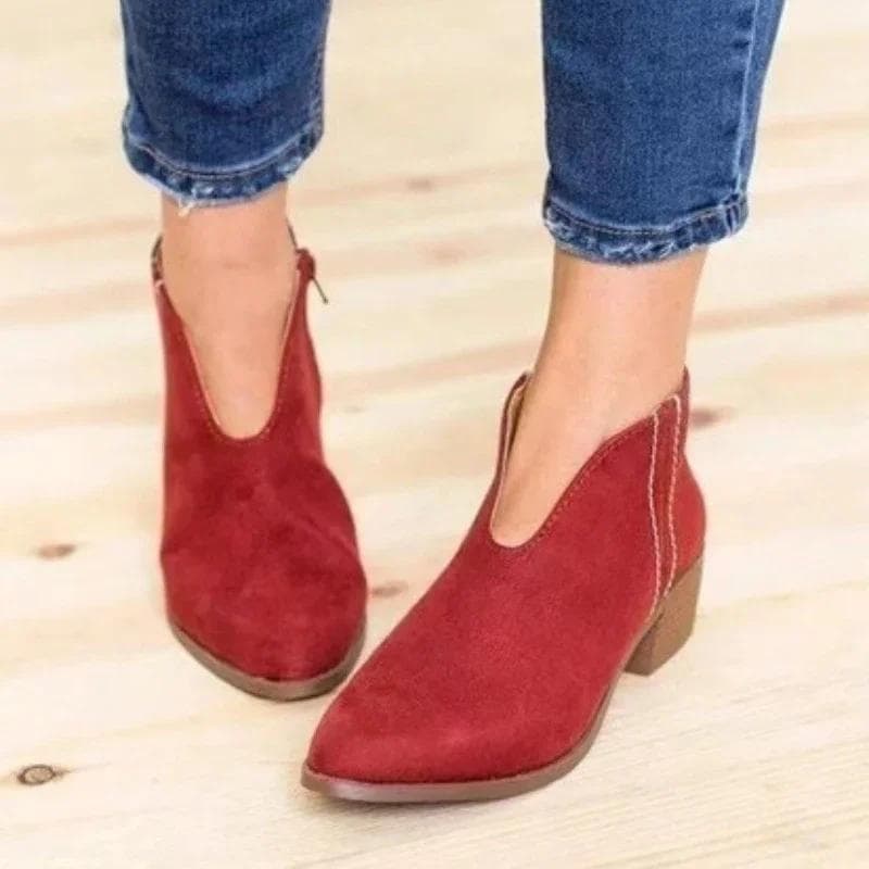 Fashion 2024 High Quality Women's Shoes Zip Women's Boots Fashion Leopard Print Modem Boots Brand Plus Size Square Heel Naked Boots 39 wine red