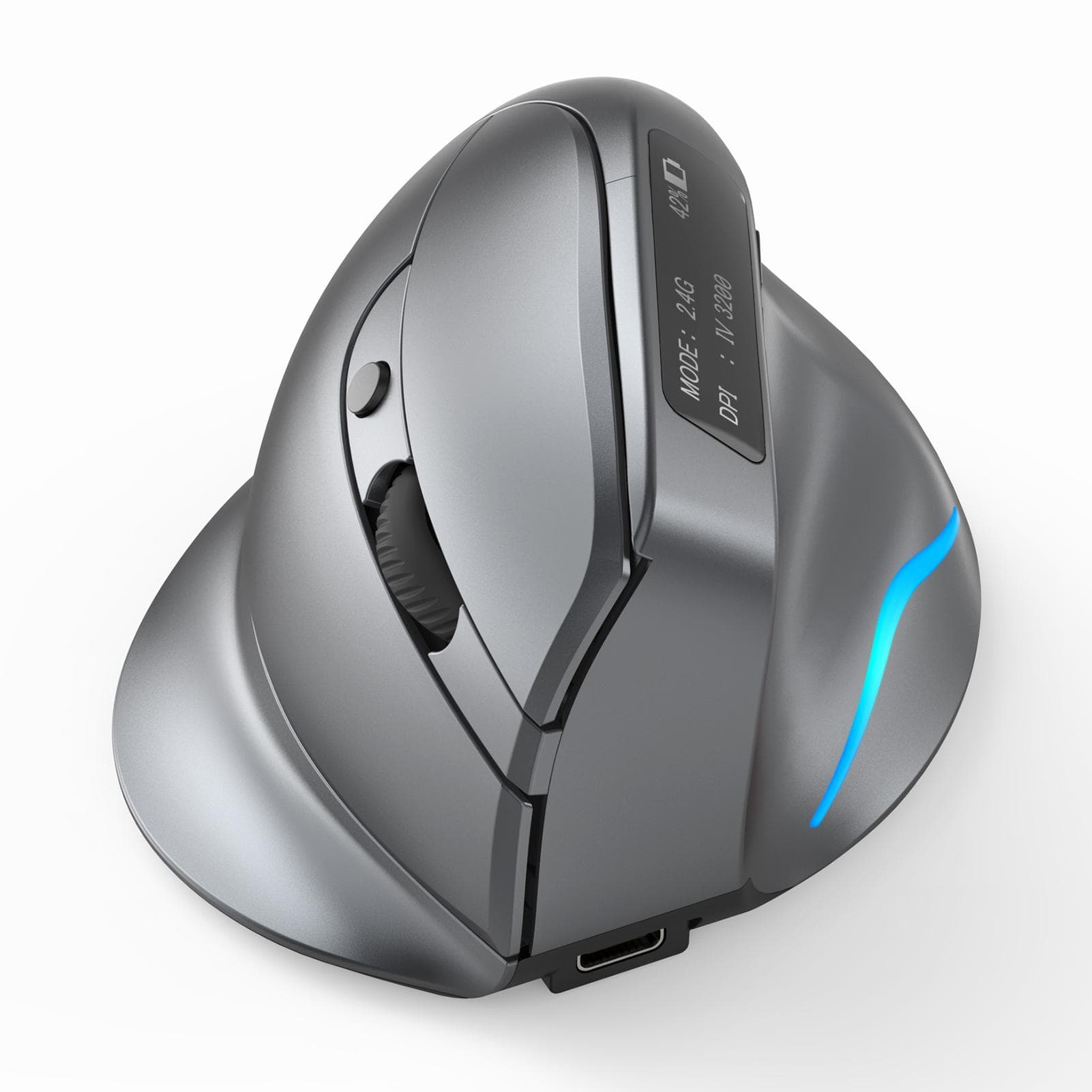 ZELOTES F-26C Rechargeable display dual-mode wireless mouse with silent 2.4GHz BT gray dark gray
