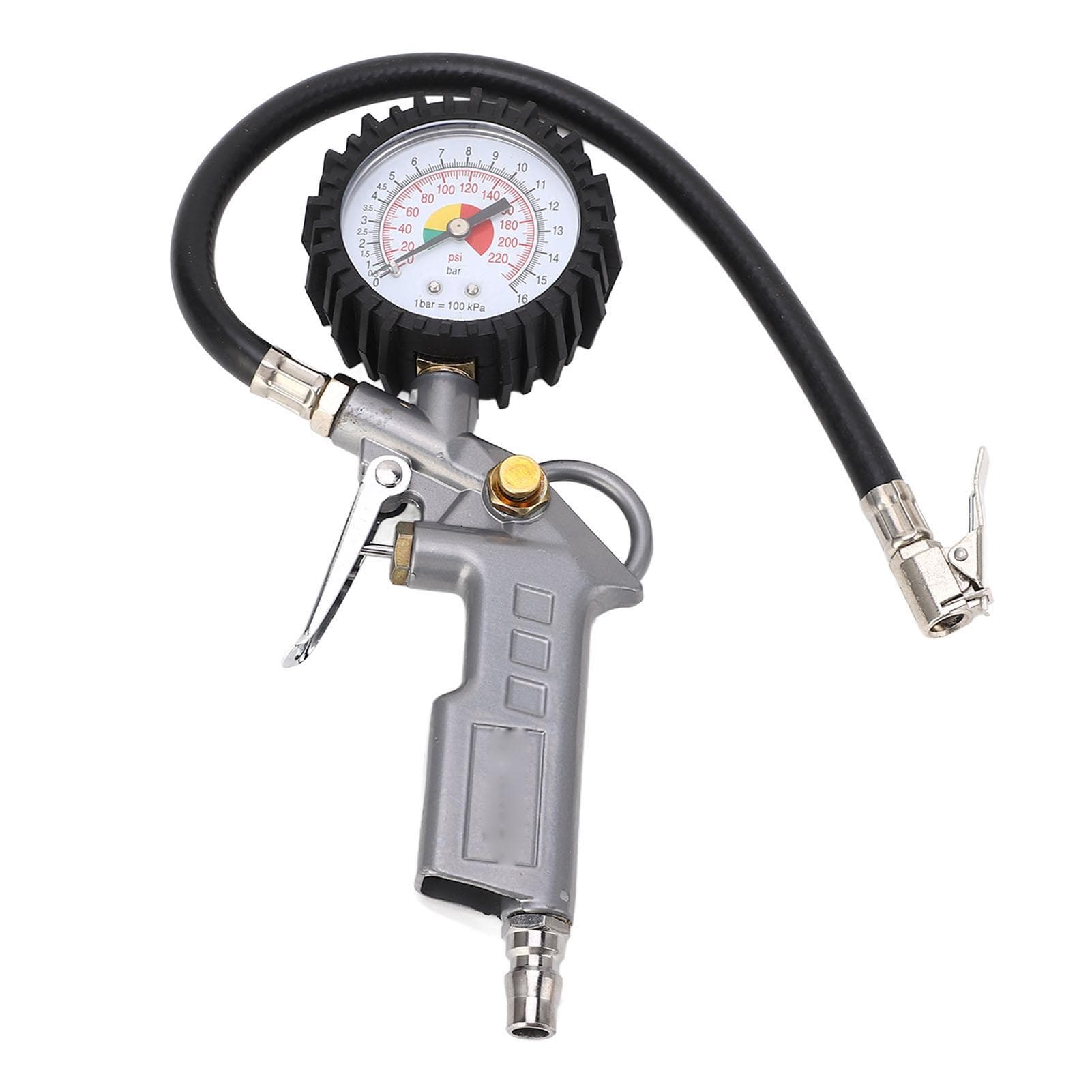 Tire Inflator with Pressure Gauge Head Nozzle 225PSI 0.3in Inlet Accessory for Vehicle