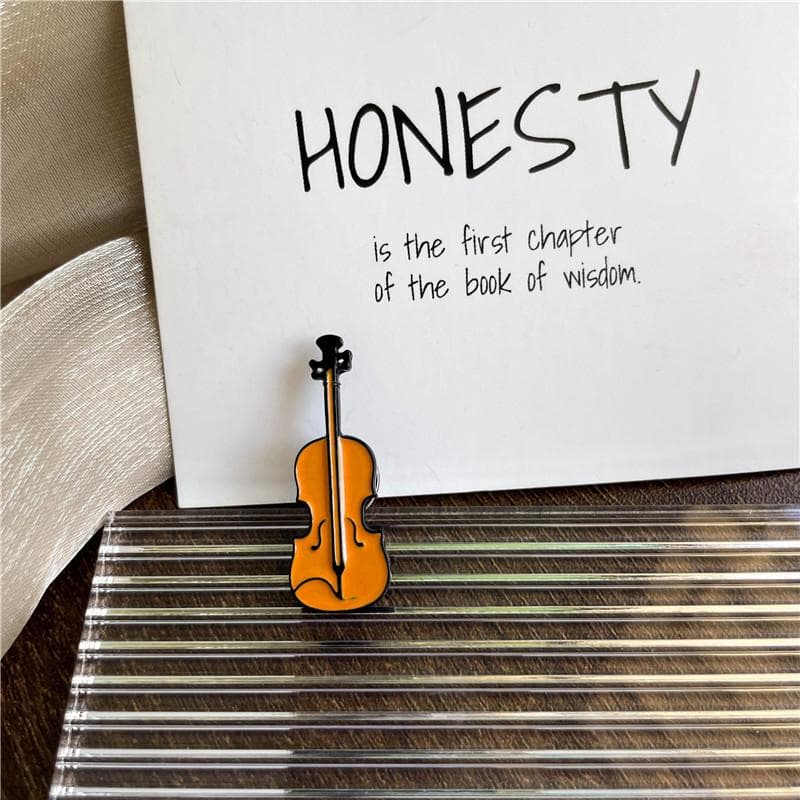 Creative Musical Instrument Enamel Brooch Rock Orchestra Violin Guitar Bass Badge Clothes Lapel Pins Kids Gifts Jewelry Style 6