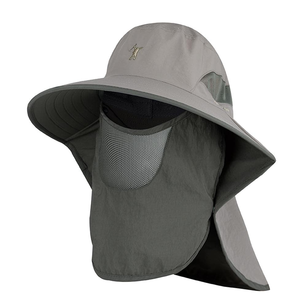 Outdoor Sun Shield Hat UPF 50+ Sun Cap with Neck Face Flap for Camping dark khaki