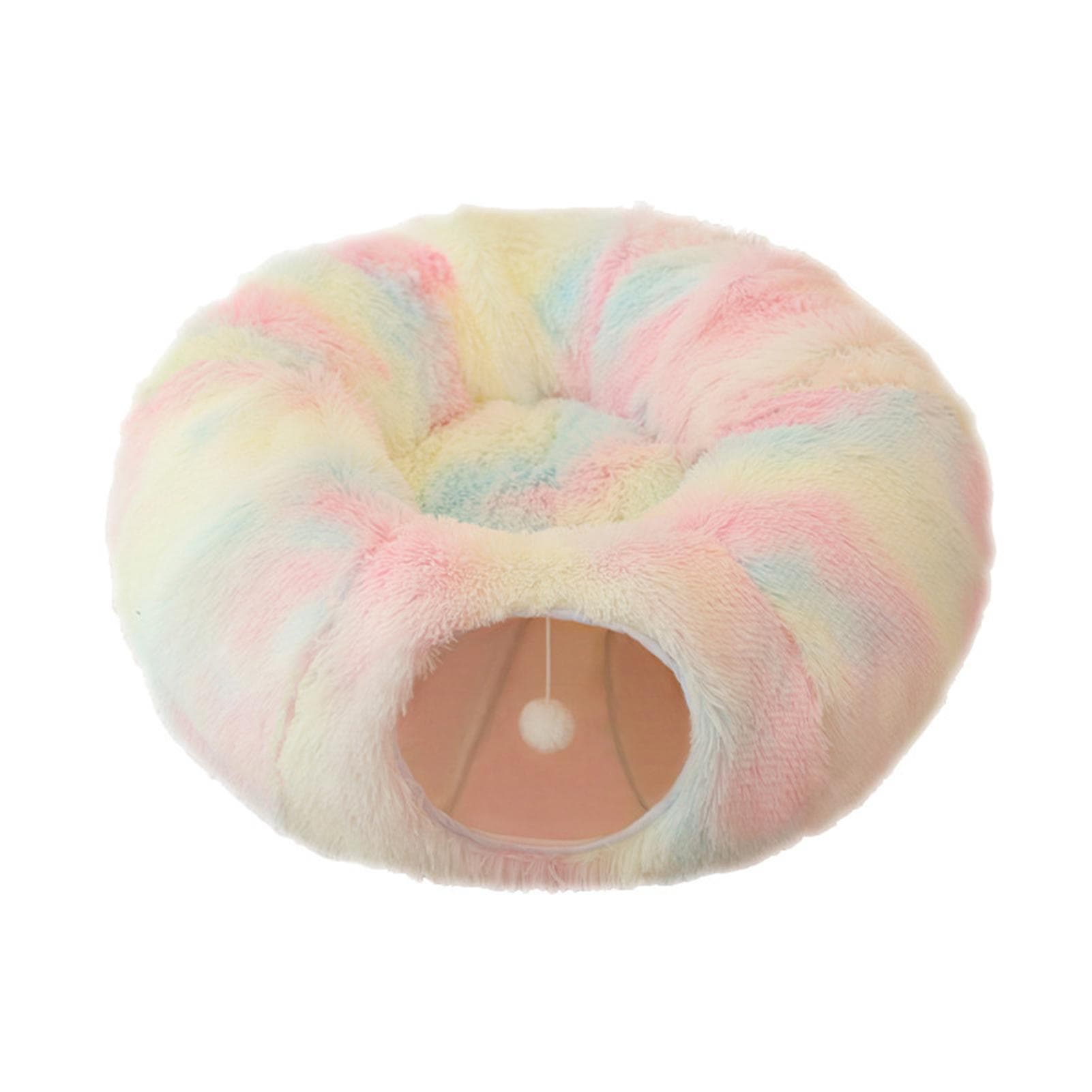 Cat Tunnel Bed Peekaboo Cat Cave Cat Tunnel Toy - Winter Warm Foldable Plush Pet Bed for Cats - multicolour