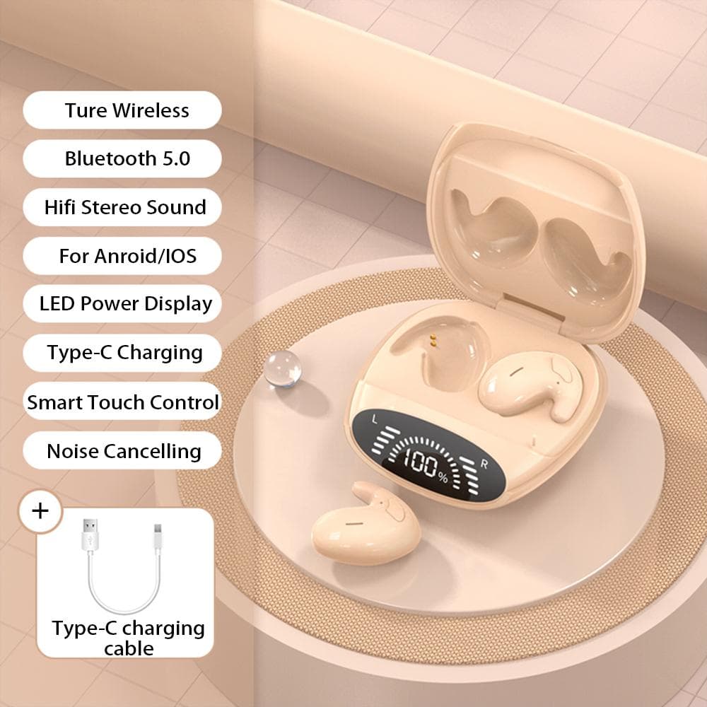 Mini Invisible Sleep Earbuds Bluetooth 5.3 Hidden Headphones Waterproof Noise Reduction TWS Wireless Headsets Sports Stereo Earphone khaki