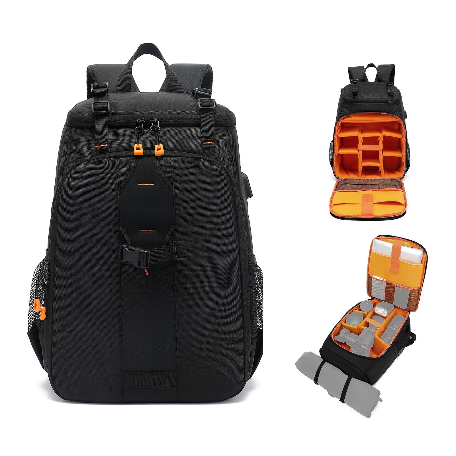 Camera Backpack Water-resistant Camera Bag Photography Backpack Large Capacity Camera Case with black