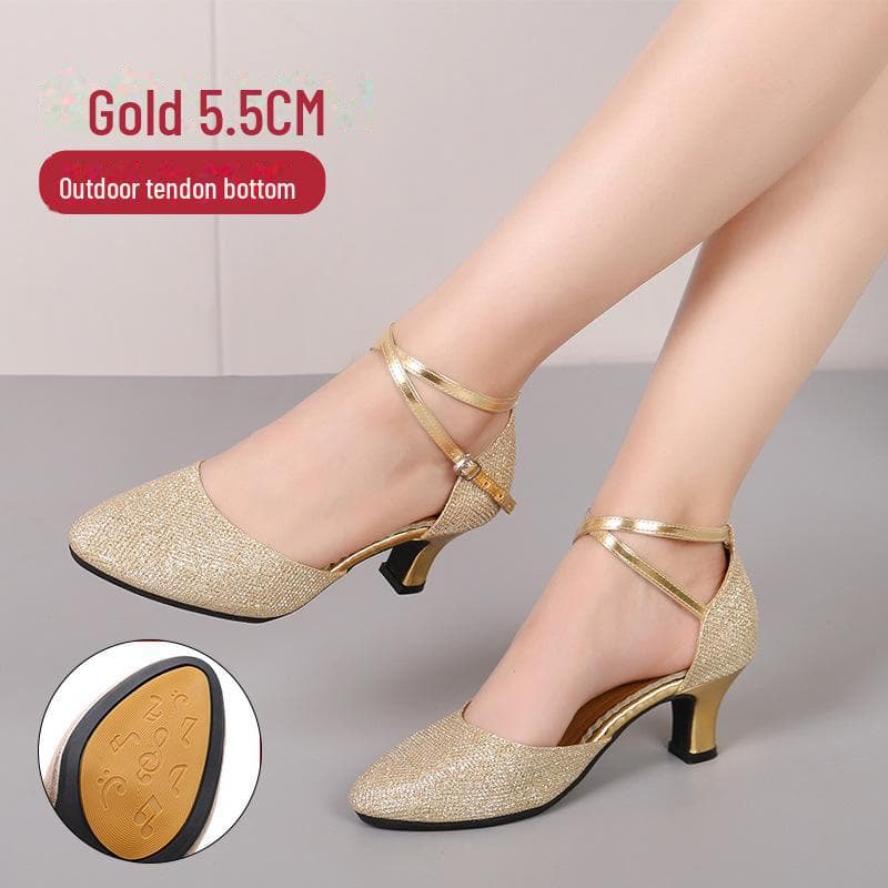 Women's Latin & Ballroom Dance Shoes - Soft Sole for Square Dancing 41 gold