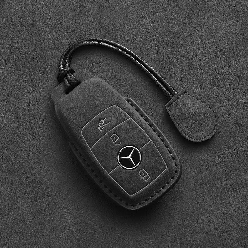 Leather Car Key Case For Mercedes Benz A C E S G Class GLC CLE CLA GLB GLS W177 W205 W213 W222 X167 AMG Fob Suede Accessories