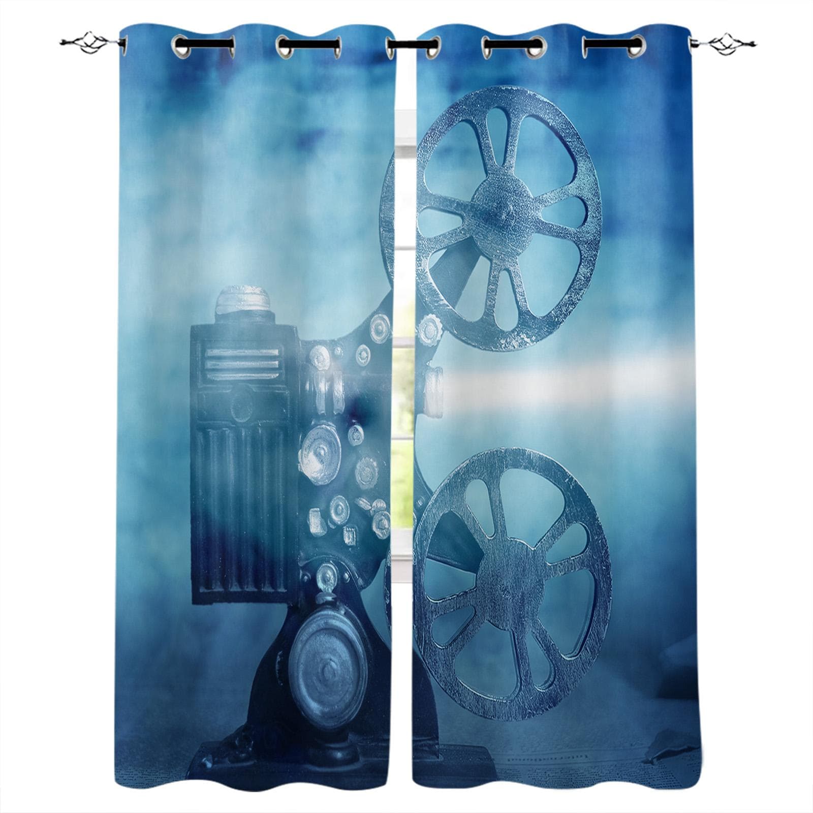 Film Tape Projector Window Curtain Bedroom Kitchen Decor Curtain Panel Curtains for Living Room 135W x 60H(cm)