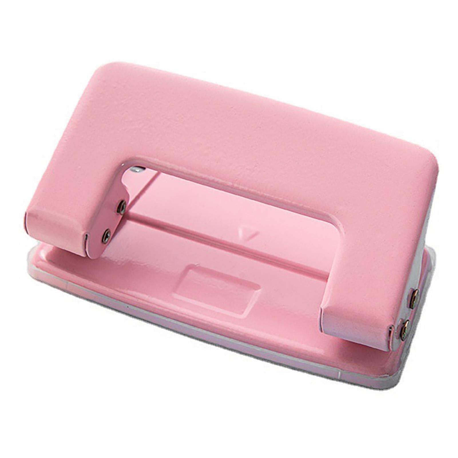 Double Hole Punch 6mm Hole Spacing 2 Hole Paper Puncher Desktop Paper Punching Tool for 1mm Thick pink