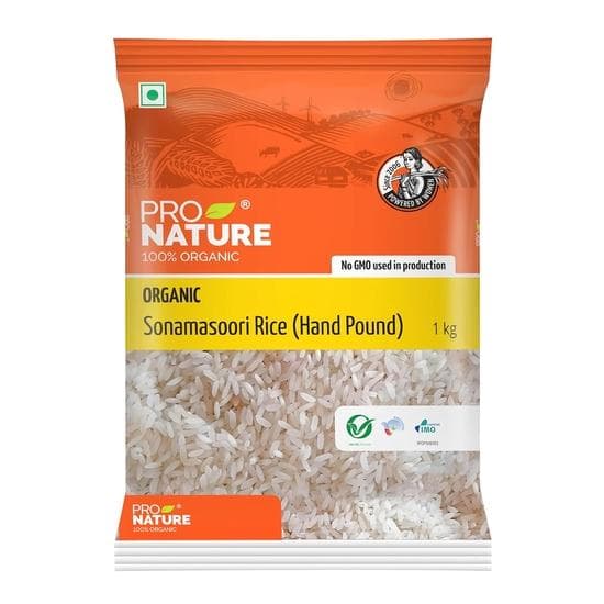 Pro Nature 100% Organic Sonamasoori Rice, Hand Pound, 1kg