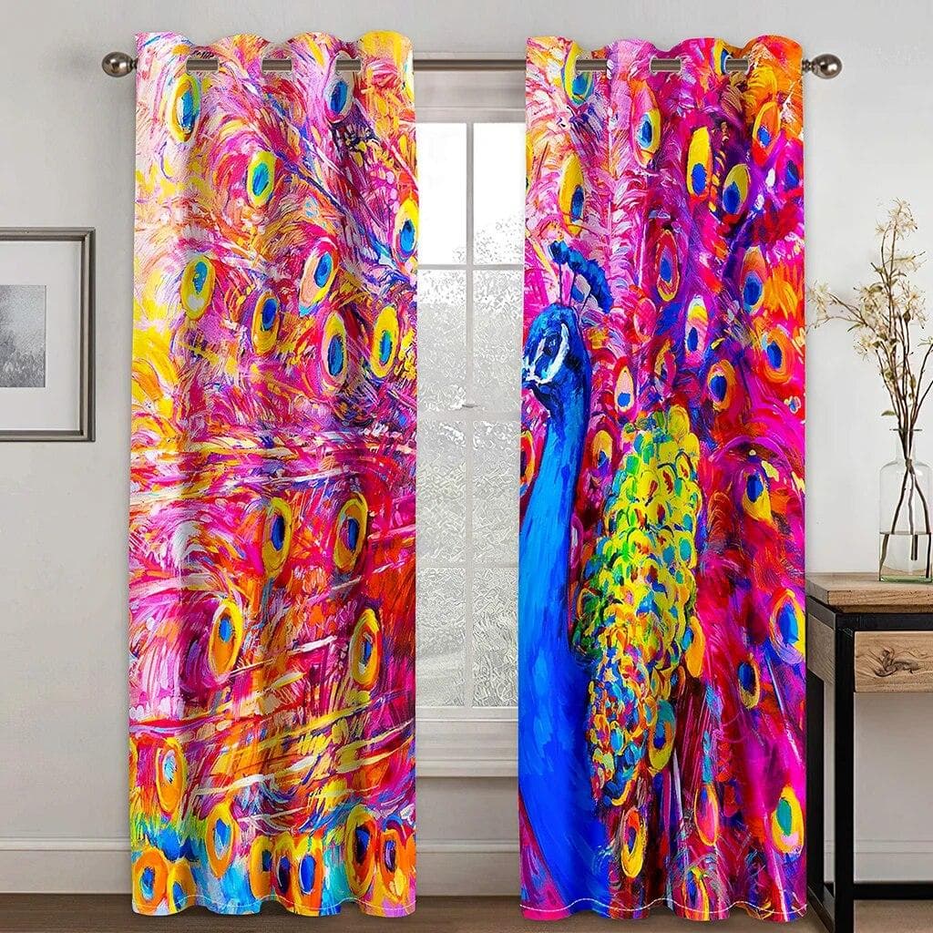 3D Digital Printing Custom Vintage Peacock With Flower Morden Luxury Bedroom Thick Window Curtains For Living Room 2 Panels W75xH166(CM)x2PCS-Rod pocket