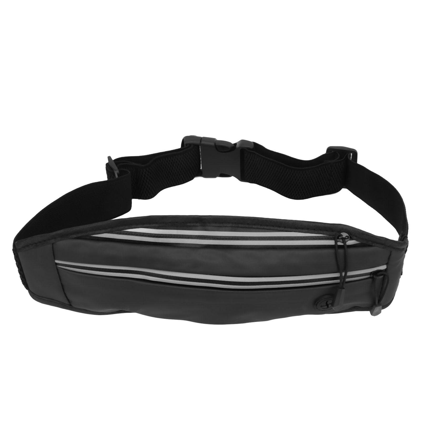 Running Belt for Men Women Reflective Waist Fanny Pack Multi Functional PU Phone Holder Pack for black