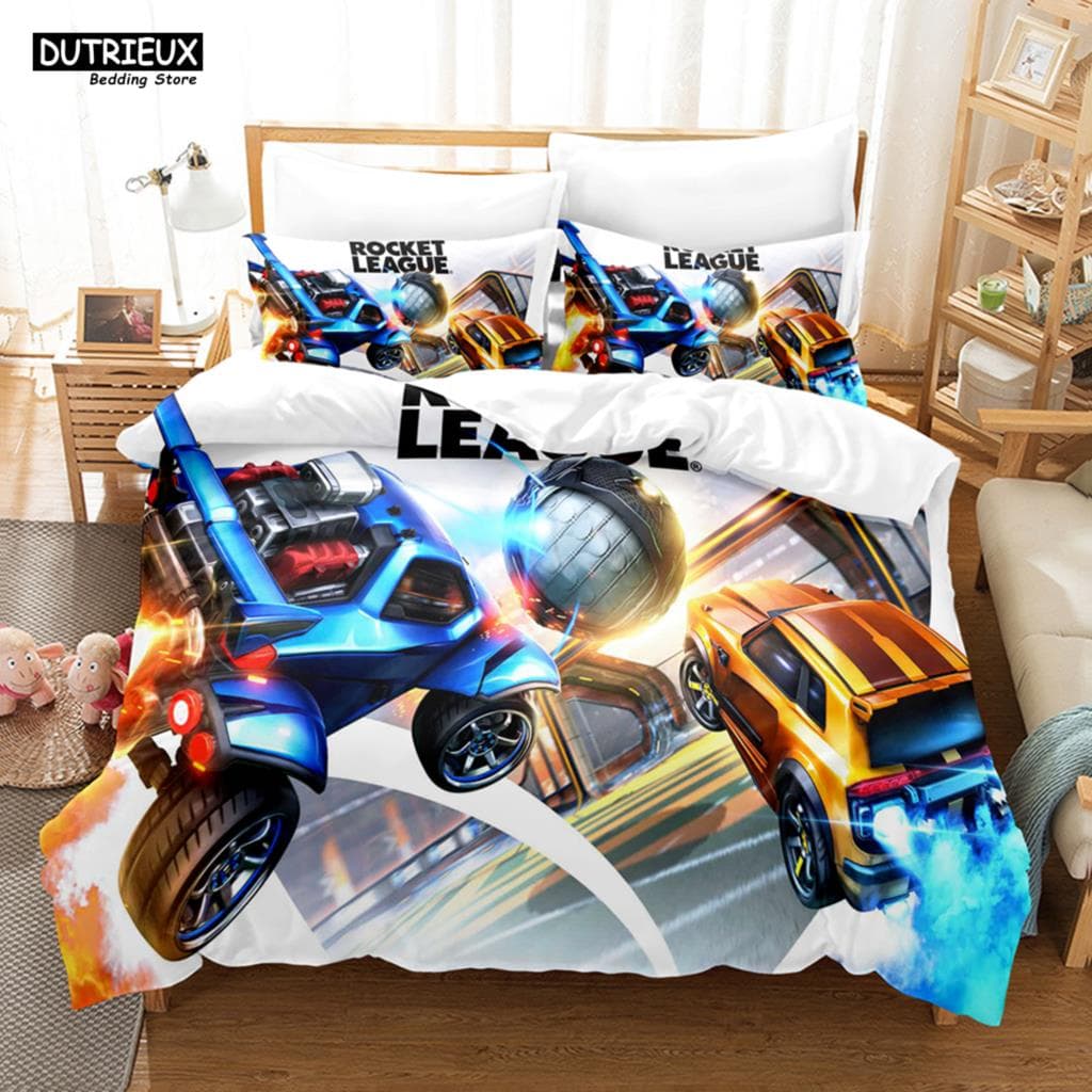 Rocket League Single Bedding Set America Car Gaming Bed Linen Boys Teens Double Twin Queen King Size Duvet Cover With Pillowcase 140x200cm 3pcs