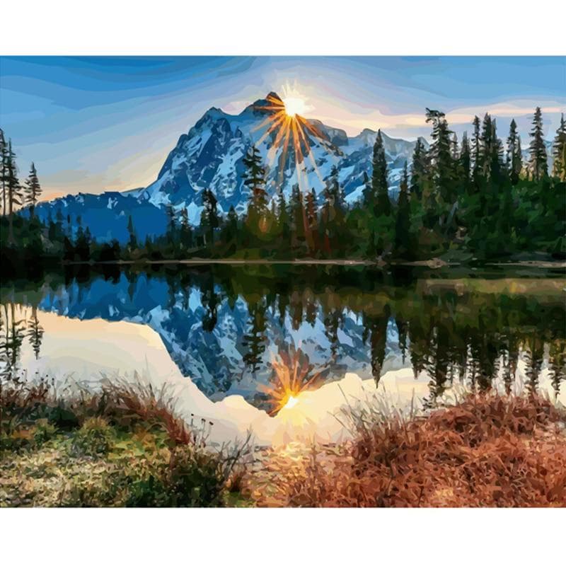 Full Round Diamond 5D DIY Diamond Painting Mountain Lake Diamond Embroidery Cross Stitch 20X30CM