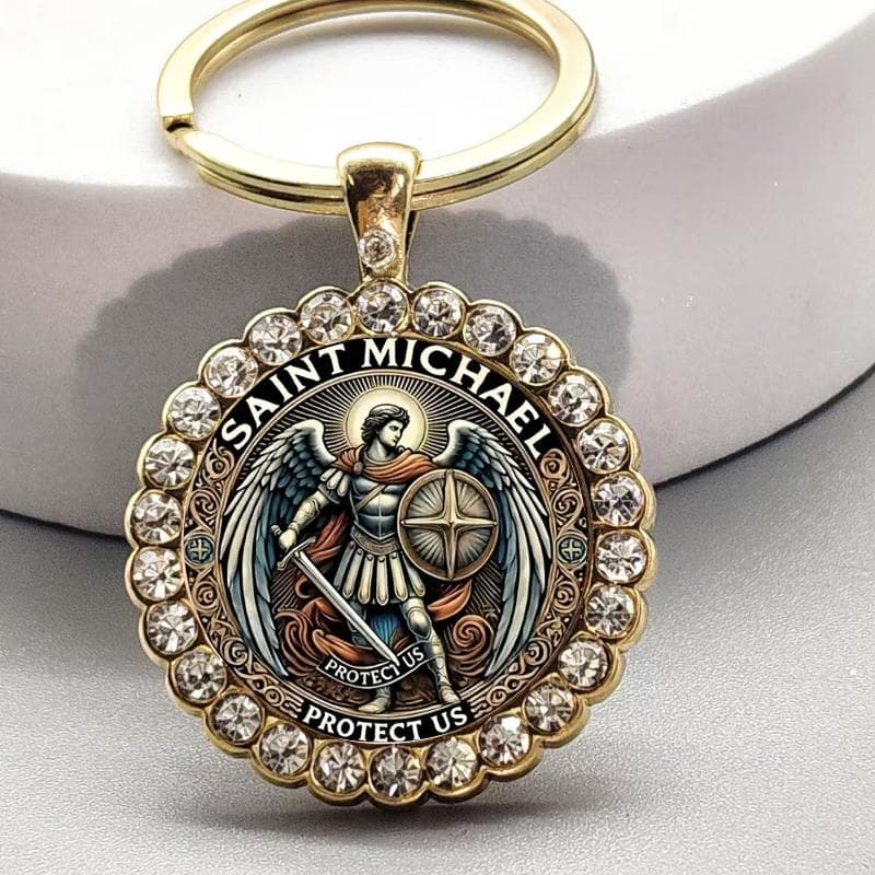 Alloy Round Keychain Virgin Mary Keyrings Pendant Christian Saint Jewelry Religious Christian Faith Gift A2