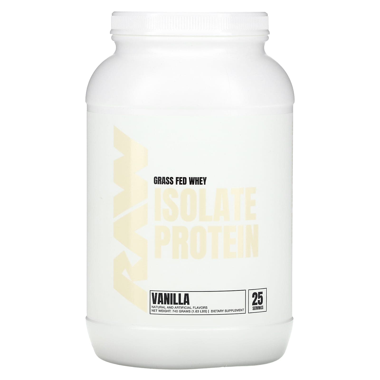 Raw Nutrition, Grass-Fed Whey Protein Isolate, Vanilla, 1.63 lb (740 g)