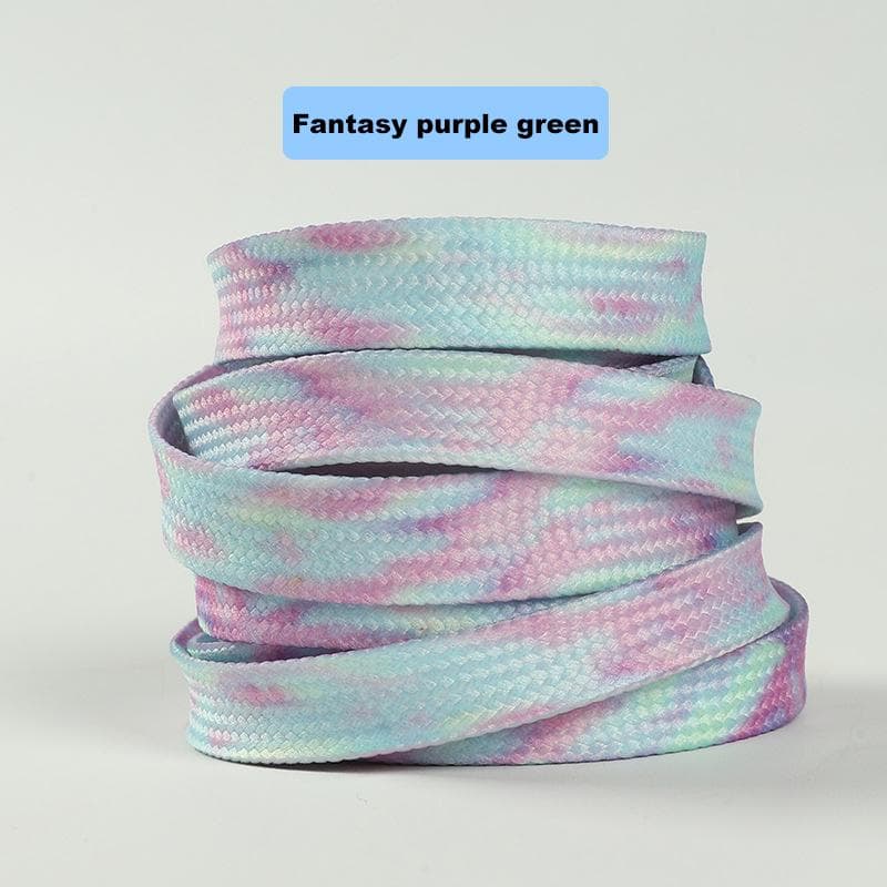 Tie-dye Color Shoelaces Sneakers Trend Shoes Rope Female Colourful New Men Women Flat Gradient Color Rope Laces Shoes Accessorie 140cm