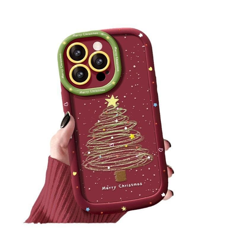 Applicable To Apple 15 Mobile Phone Case Iphone12/11promax Christmas Tree 13/14plus Puff Shell Anti-fall 16 iPhone XS Max