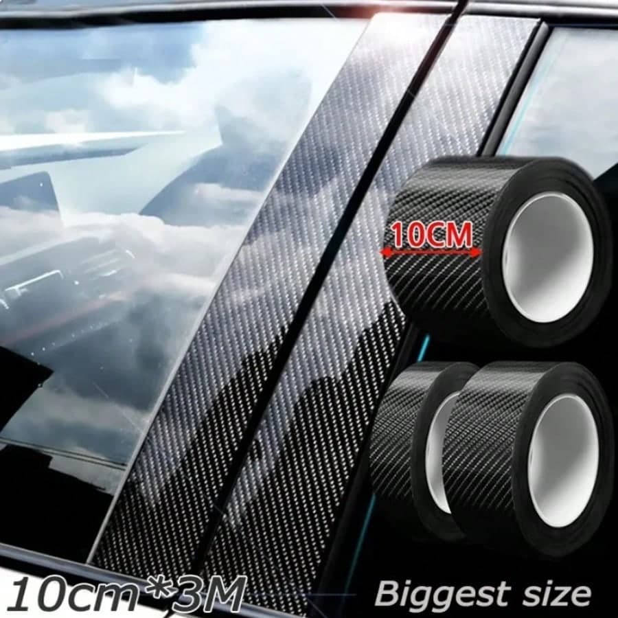 3D Anti Scratch Car Door Sill Protector Sticker Nano Carbon Fiber DIY Paste Protector Strip Auto Side Mirror Protection Tape Film one-size black
