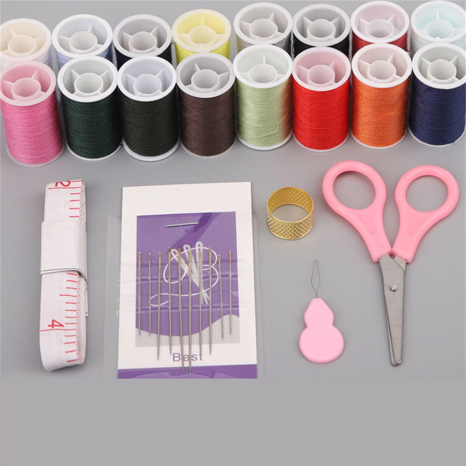 30Pcs Sewing Box Set Complete Tools Three Layer Dual Purpose Handle Sewing Kit with Case for white