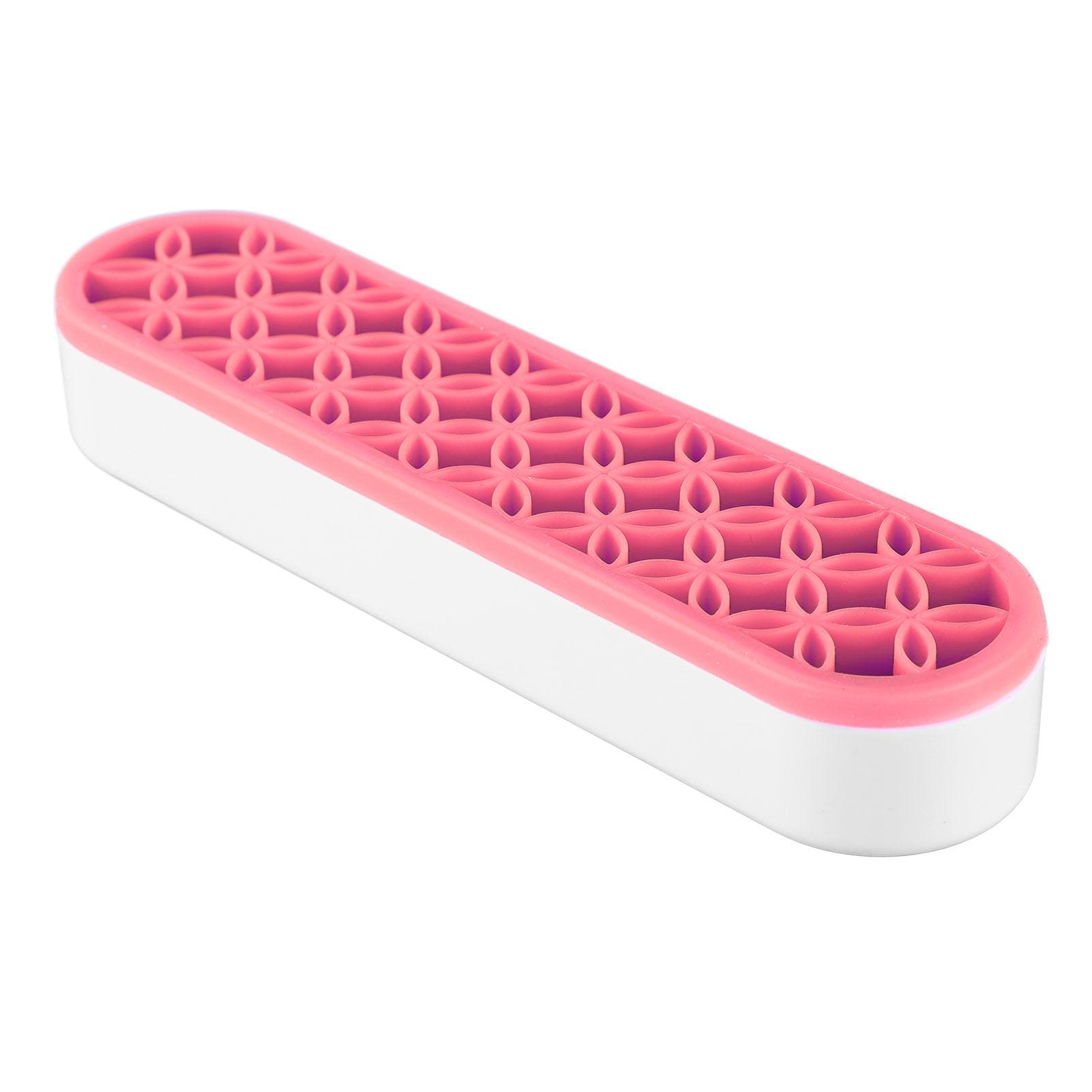 Silicone Makeup Brush Holder Assorted Slots Light Durable Stable Brush Storage Stand for Bedroom pink