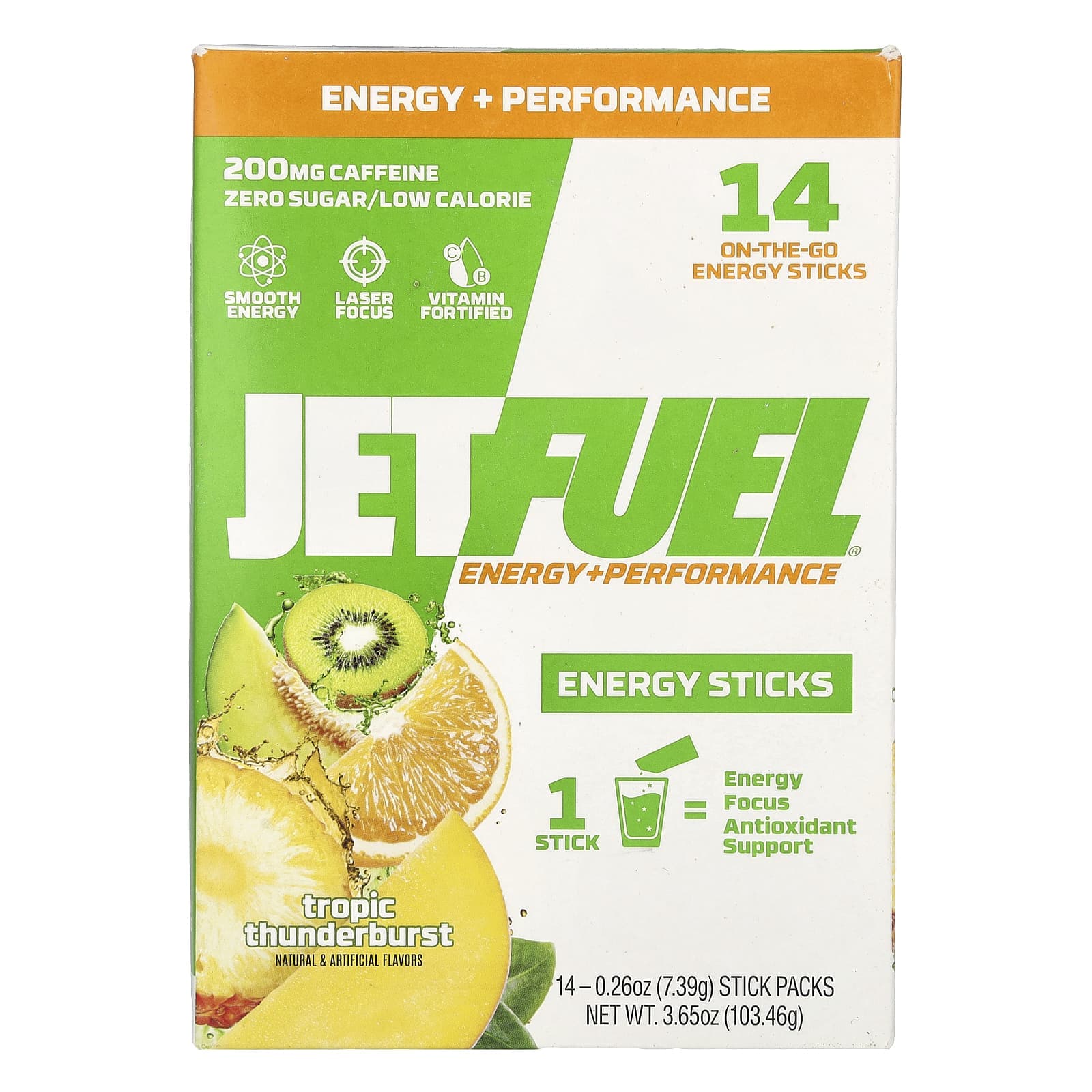 GAT, JetFel®, Energy+Performance, Energy Stick, Tropic Thunderburst, 14 stick packs, 7.39 g (0.26 oz) each
