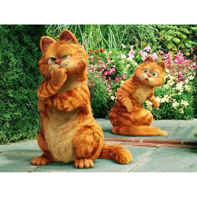 Diamond Painting Cross Stitch Diamond Mosaic Two Funny Cats Icons Diamond Embroidery Christmas Decor 20X30CM