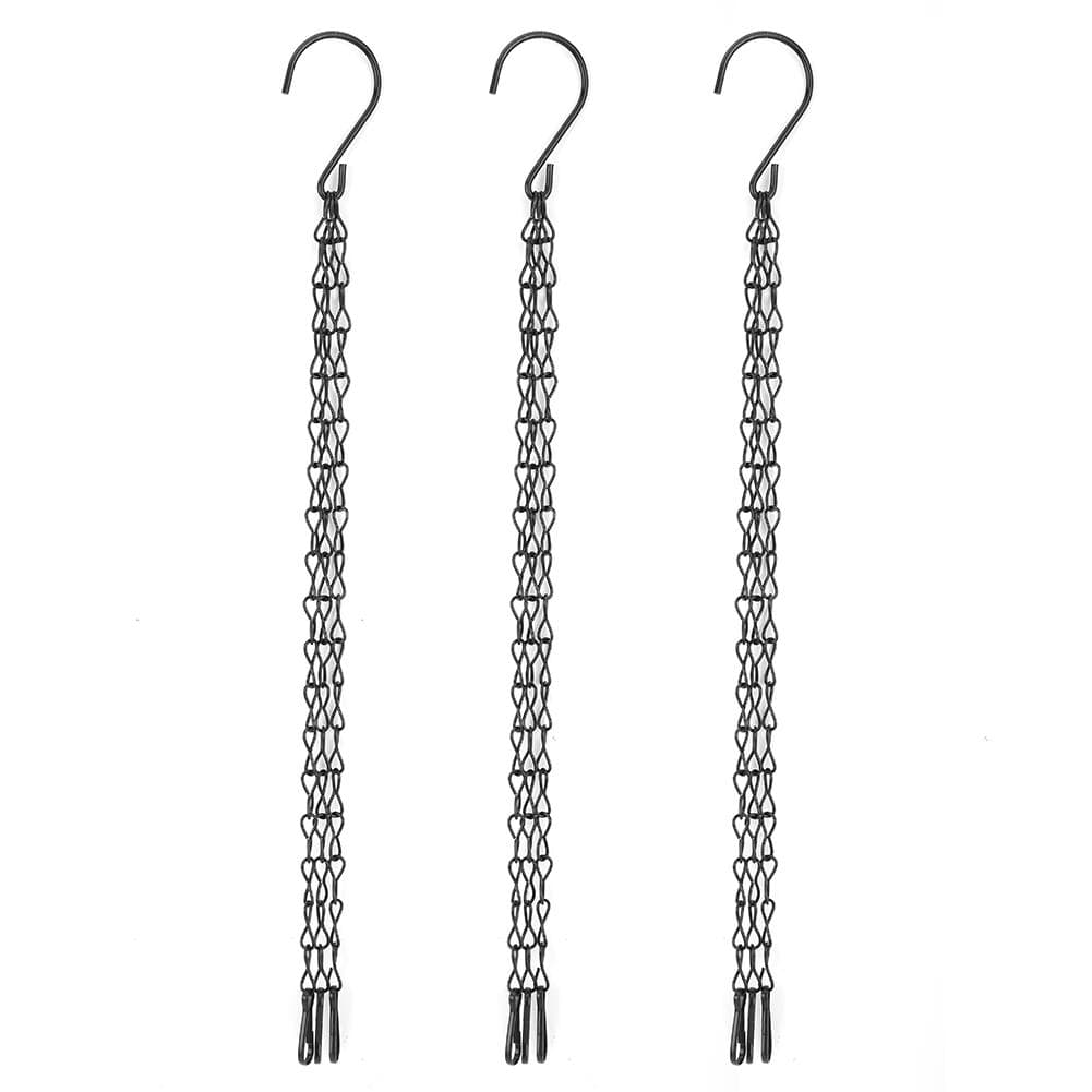 3 PCS Garden Planter Flower Pot Basket Replacement Iron Hanging Chain hooks Set