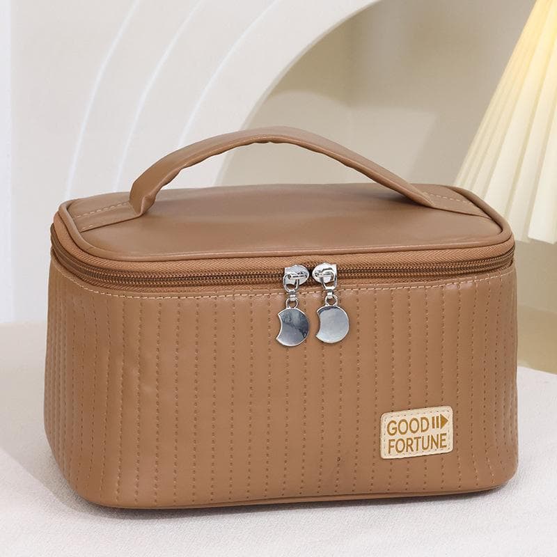 Makeup Bags for Women Travel Toiletry Cute Cases Bag Portable Solid Color Makeup Organizer Box Cosmetic Bag Neceser brown