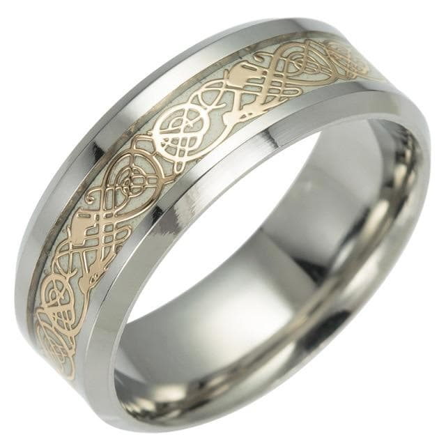 Fashion Luminous Dragon Ring Retro Stainless Steel Fluorescent Ring Plus Size Couple Jewelry For Men 8
