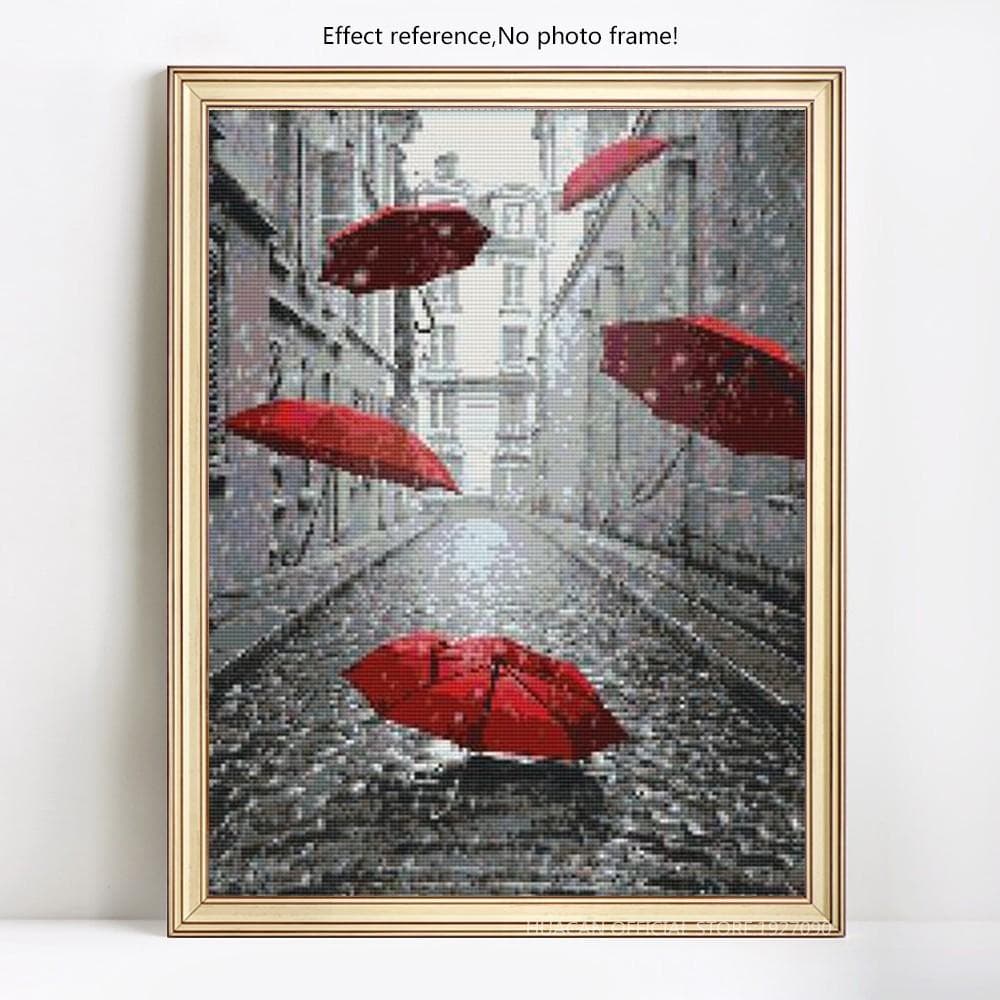 Diamond Painting Embroidery Umbrella Diamond Mosaic Cross Stitch Rhinestones Full Round Scenic Decor 20X30CM