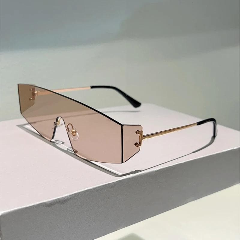 KAMMPT Rimless Sunglasses Men Women Fashion Monoblock Gradient Shades Trendy Brand Design Outdoor Sun Glasses as picture shows