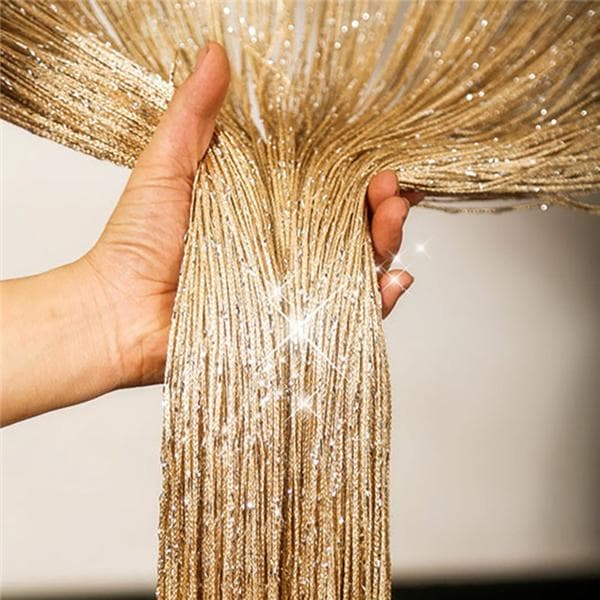 Curtain Living Room Curtains Shiny Tassel Hanging String Door Window Curtain String Door Divider Drape Valance Home Decoration 100 by 200cm