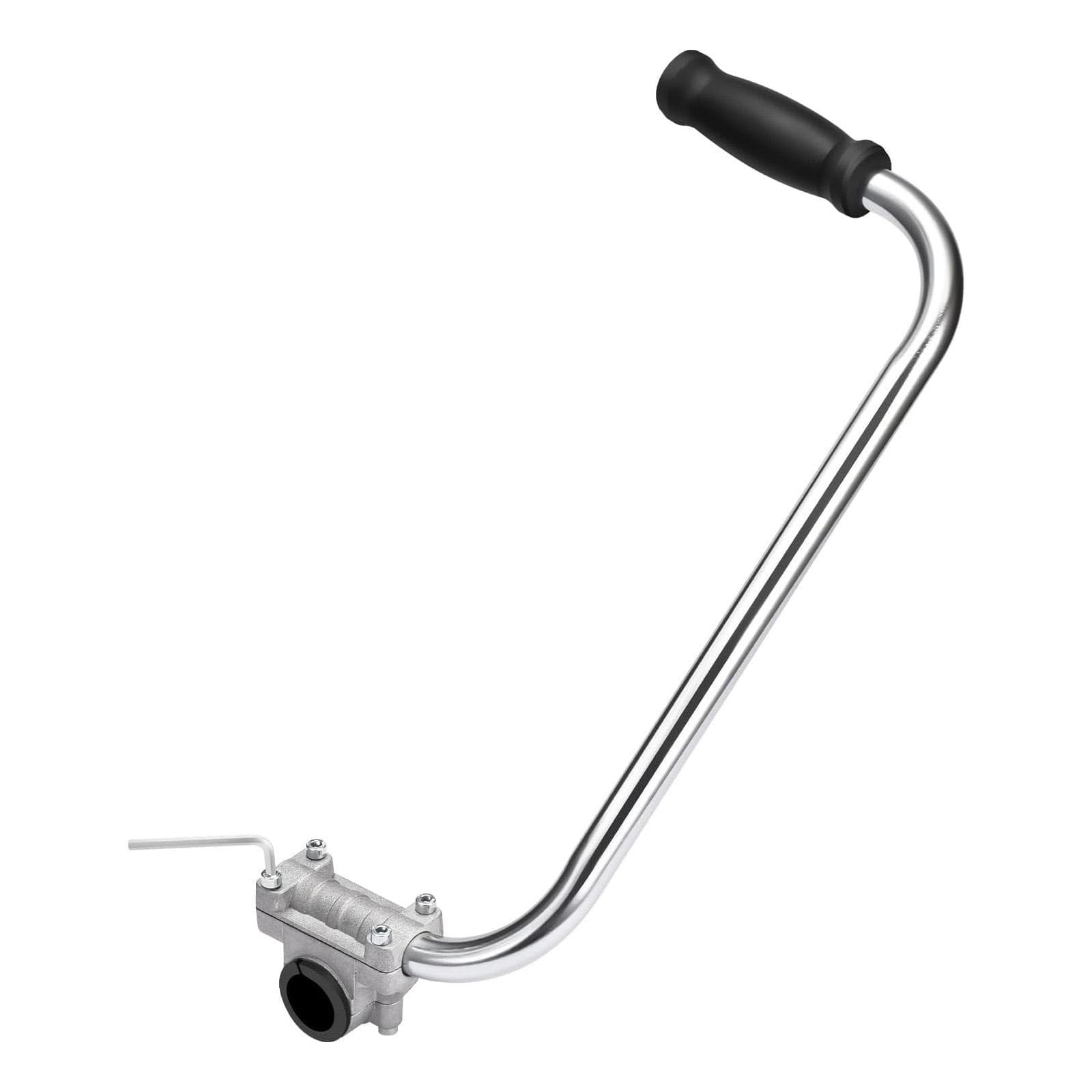 Ergonomic Trimmer Grip Stainless Steel Back Saver String Trimmer Handle Extension with Bracket silver