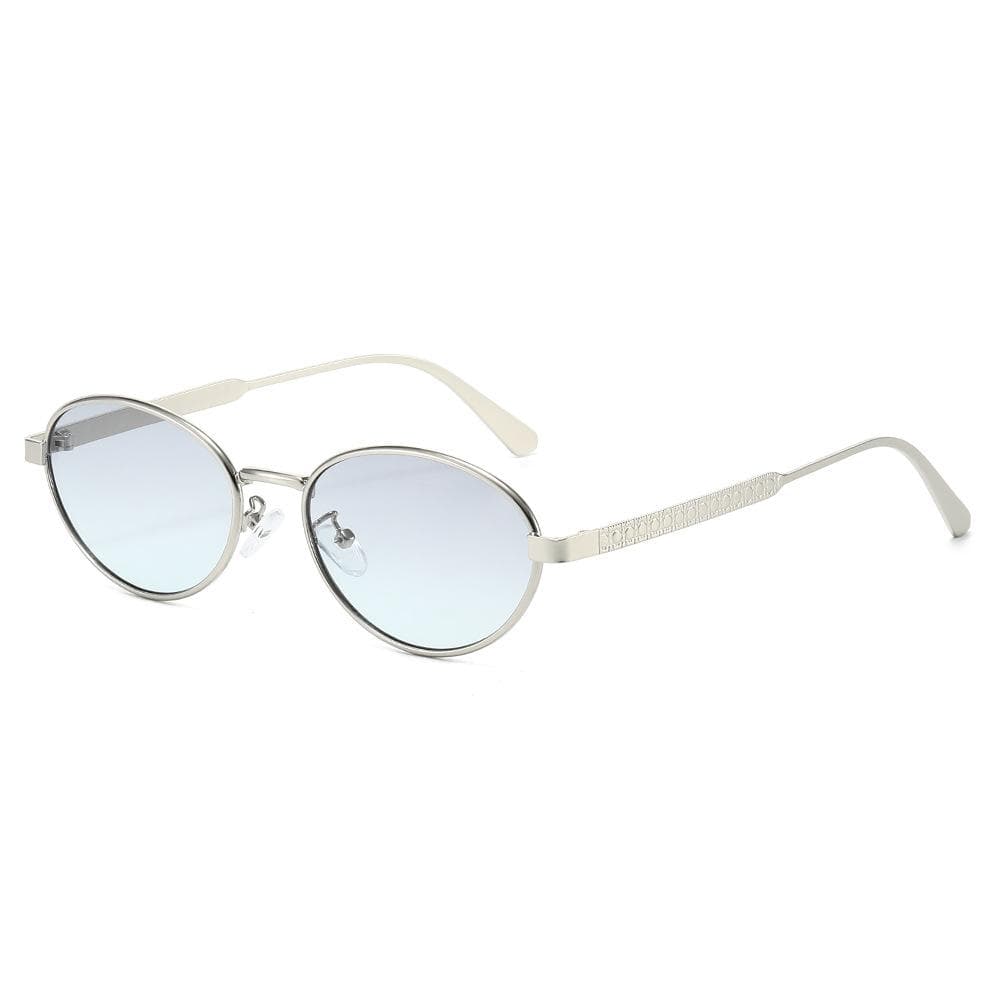 New Luxury Gradient Oval Sunglasses Women Men Punk Trend Thin Frame UV400 Protection Casual Glasses as picture