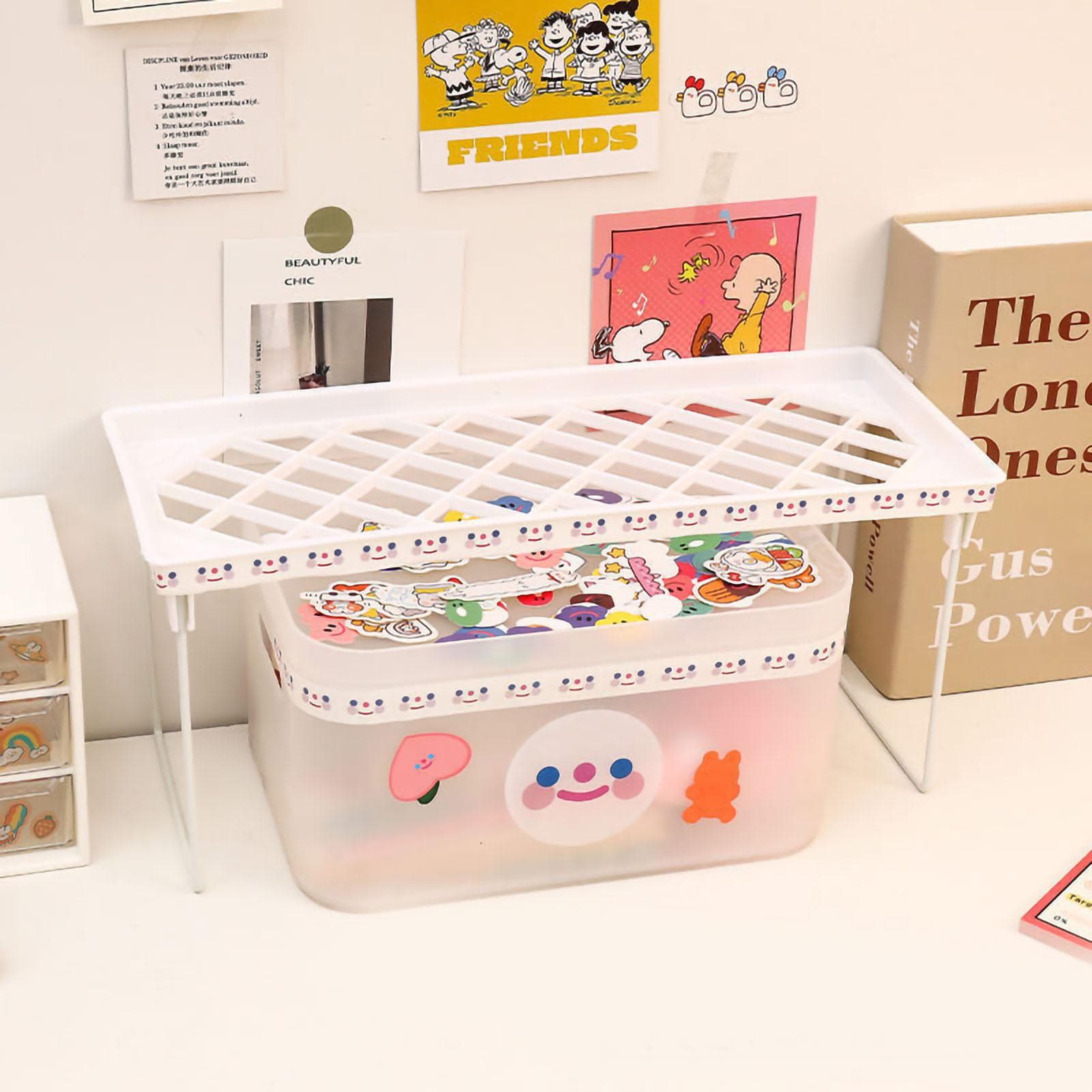 Desktop Foldable Shelf Space Saving Home Desk Storage Layered Rack for Dormitory Office School Small 34x14x16cm / 13.4x5.5x6.3in