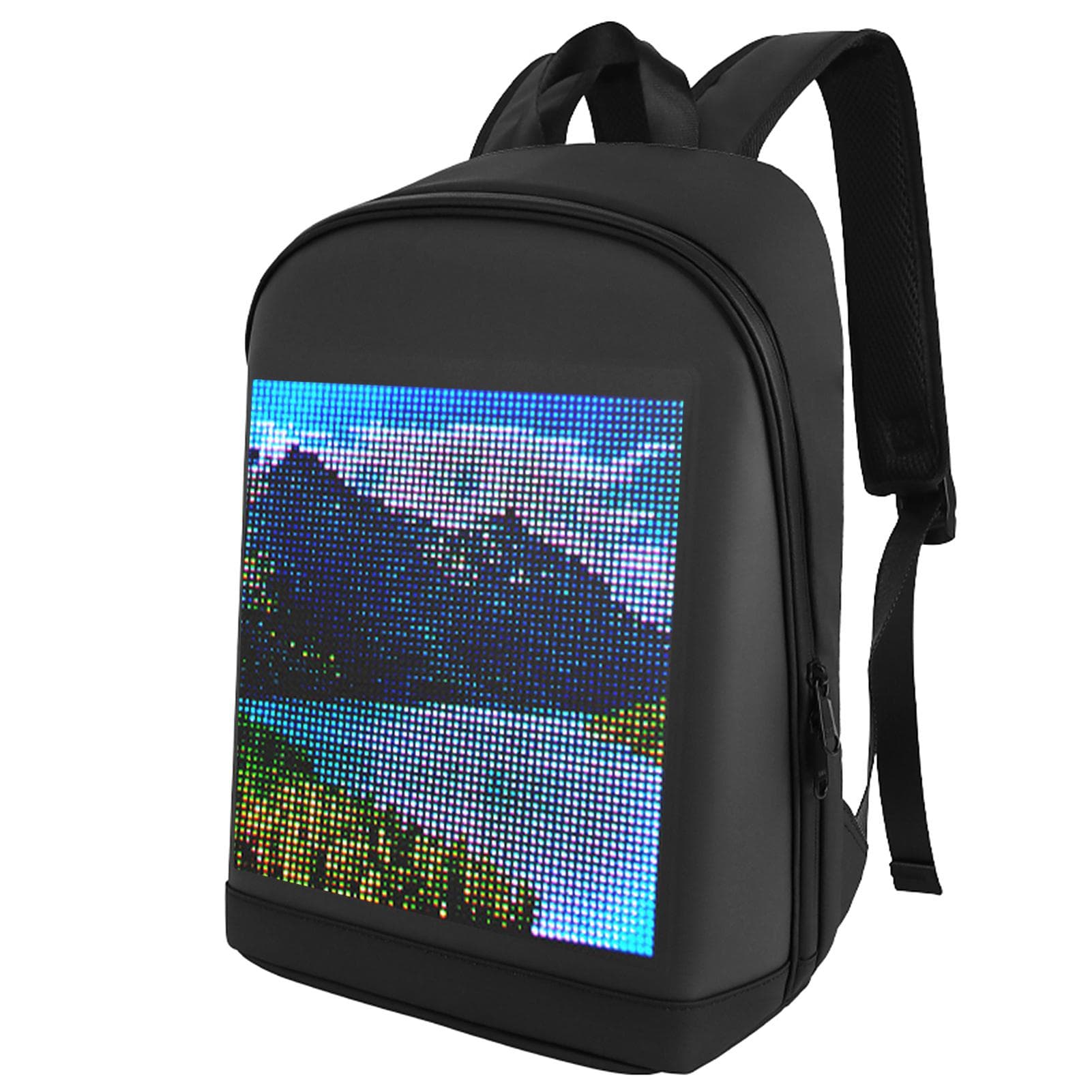 LED Color Screen Customizable Backpack Travel Bag Pack School Bag for Men Women College Students black