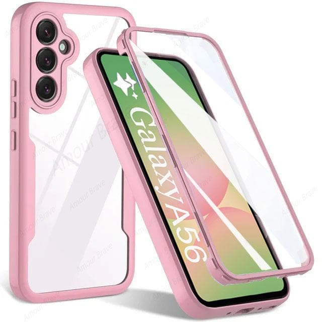 360 Full Cover Scree Protection Case For Samsung A56 A36 A26 A16 A54 A35 A15 A14 A34 A53 A52 A32 A33 A25 A55 5G Shockproof Cases Samsung S24 FE pink