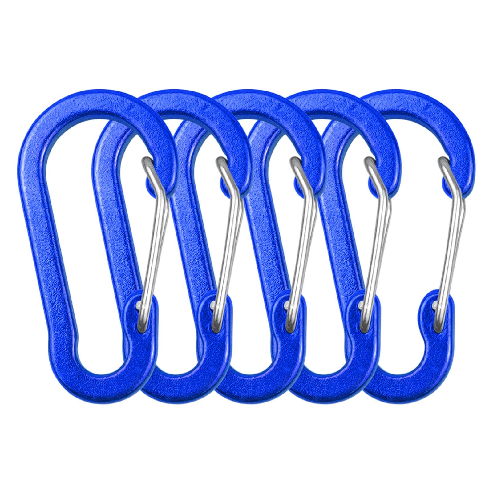 5 Pack Carabiner Clips Mini Aluminum Alloy Keychain Carabiner Clip D Rings for Camping Hiking blue