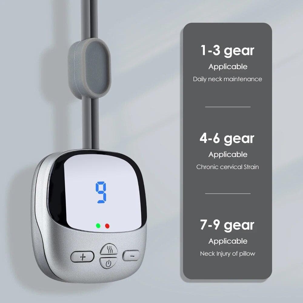 Hanging Cervical Spine Massager Electric Neck Massager Smart TENS+EMS Portable Hot Compress Shoulder and Neck Massager grey