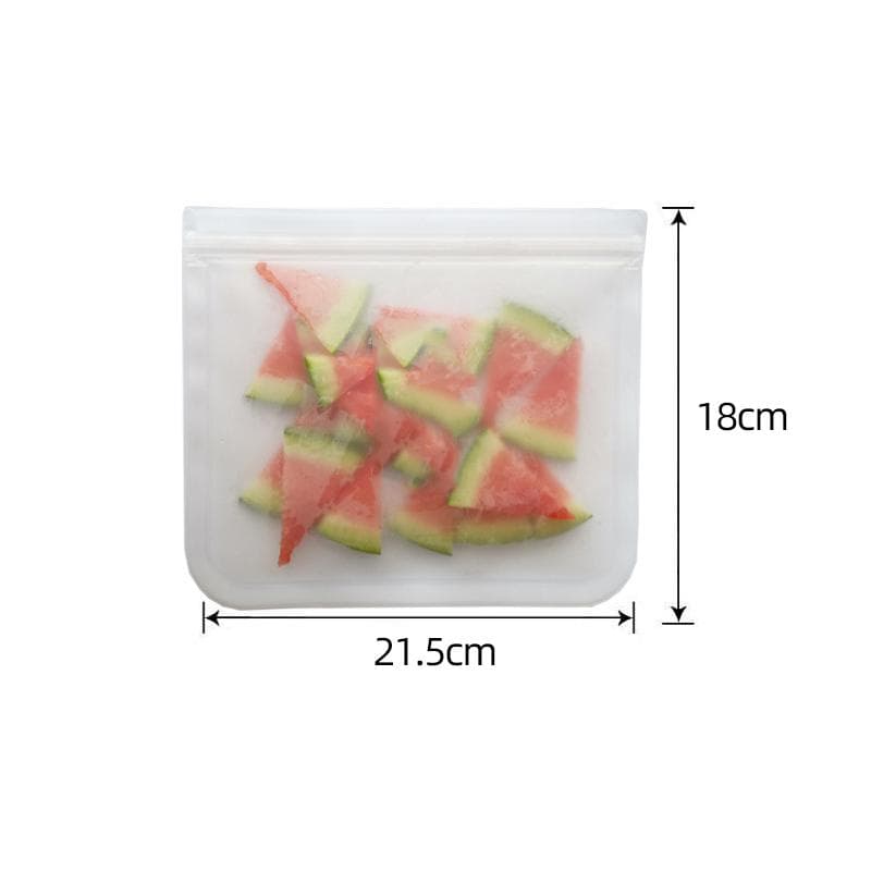 Silicone Food Storage Containers Reusable Food Storage Bags Lunch Bags Stand Up Zip Shut Bag Cup Fresh Food Leakproof Containers M(21.5x18cm)