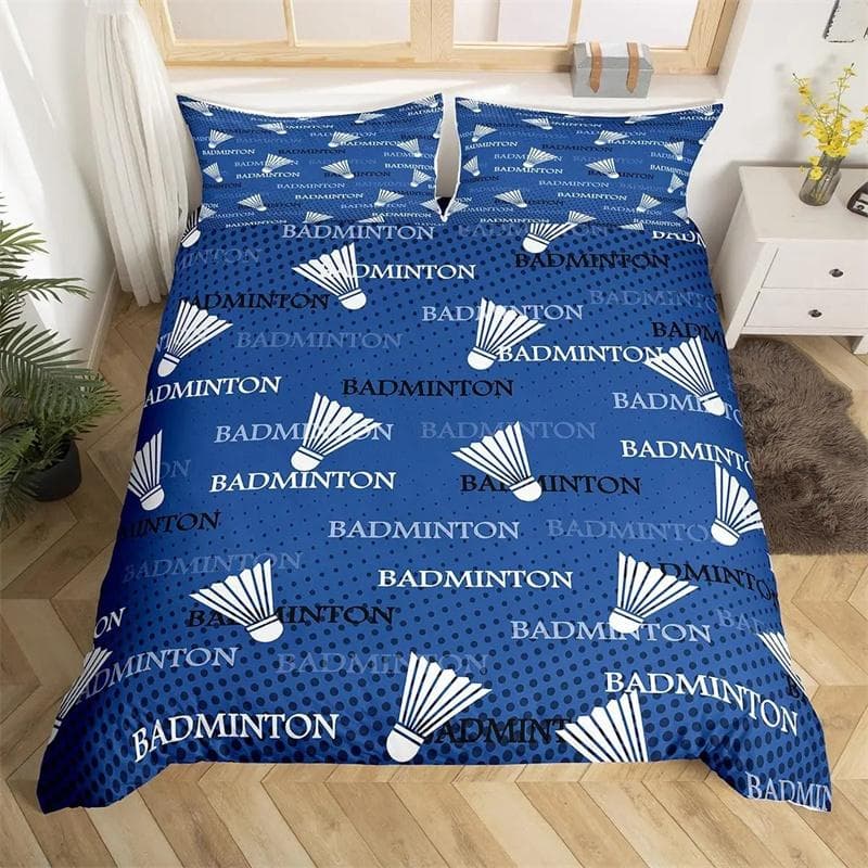 Sports Badminton Duvet Cover Fluorescent Green Pink Badminton Racket Bedding Set Sports Game Comforter Cover Fashion Quilt Cover 140X200cm-2pcs