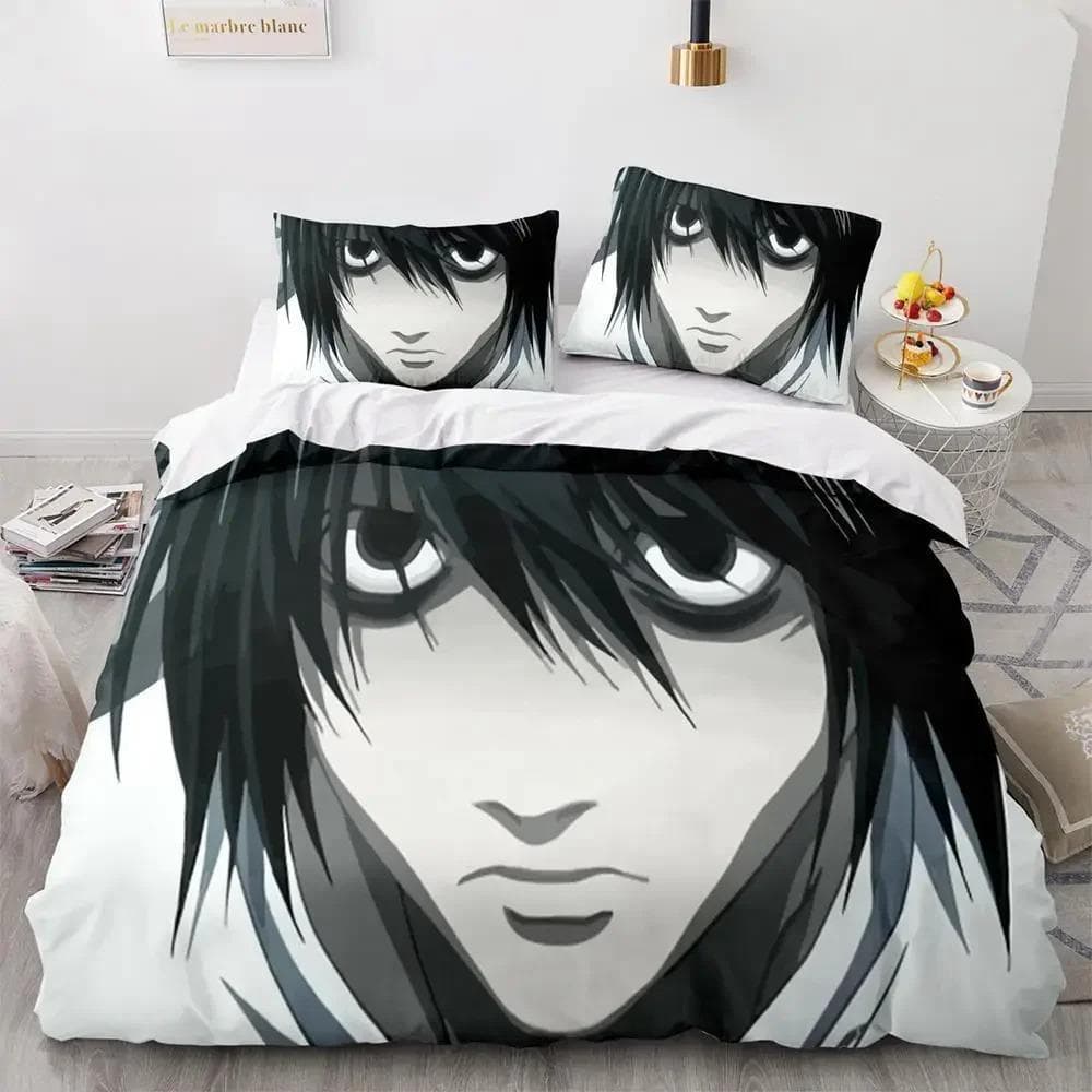 Death Note Bedding Set Single Twin Full Queen King Size Bed Set Adult Kids Bedroom Duvet cover Sets 3D Print Anime Death Note US Queen 228x228cm