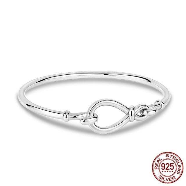 925 Silver Bracelet Charms Pendant Beads Bangles Infinity Knot Women Femme Bracelet Jewelry 17cm