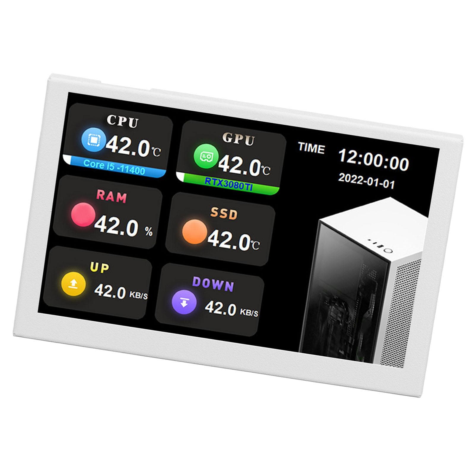 IPS USB Mini Screen 5 Inch 800x480 Resolution Type C Sub Screen PC Data Monitor for AIDA64 Black