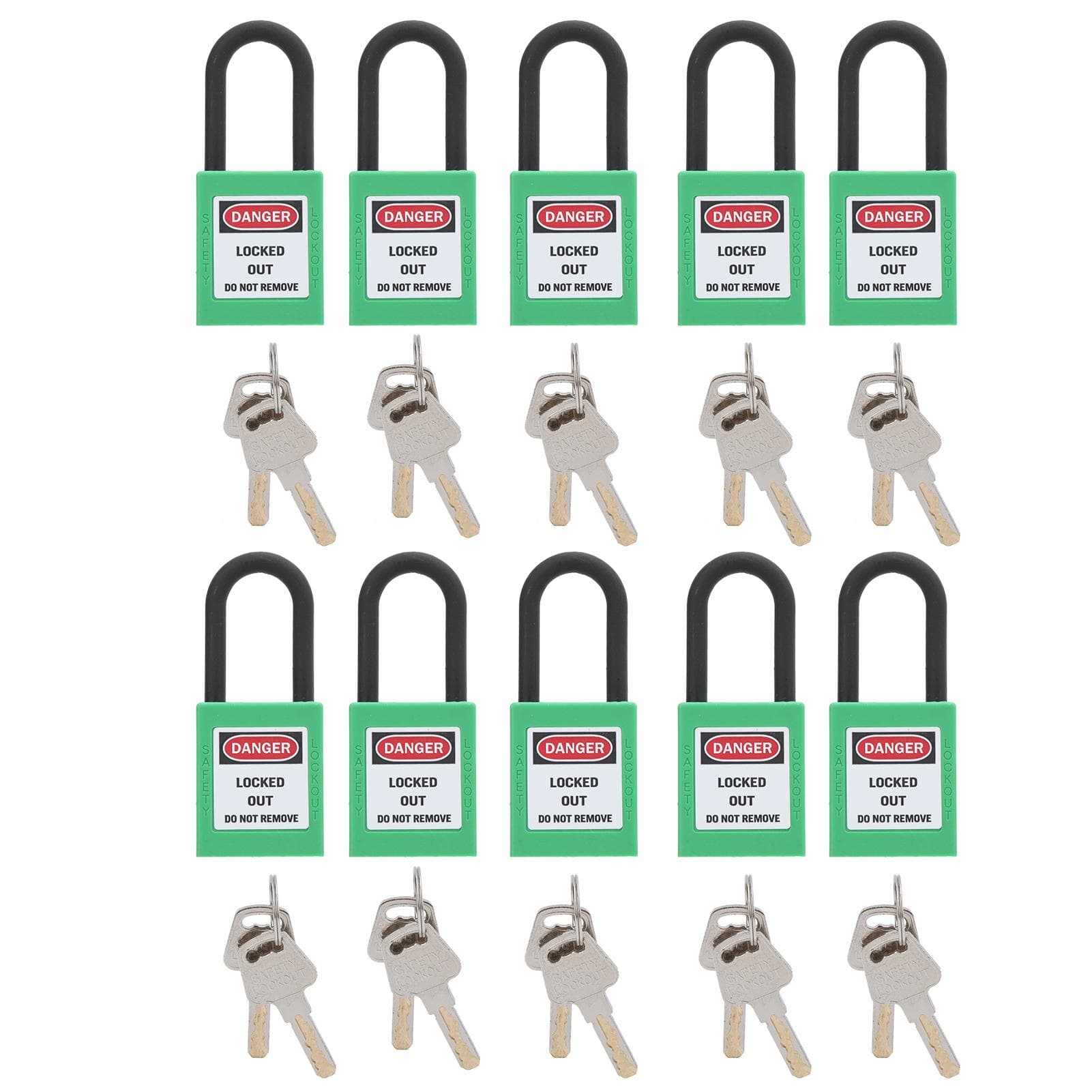 10Set 38mm1.5in Safety Padlock Engineering Insulation DustProof for Factories Construction Sites green