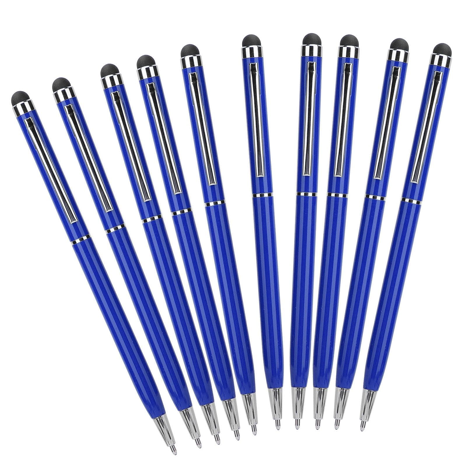 10Pcs Stylus 2‑in‑1 Capacitive Touch Screen Ballpoint Pens Metal Computer AccessoriesBlue blue