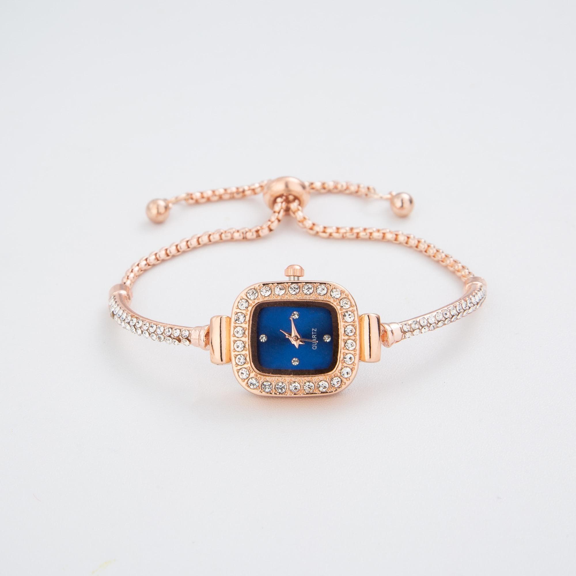 Cute Bracelet Watches for Women Diamond Crystal Watch Fashion Quartz Stainless Steel Womans Wristwatches Gifts blue