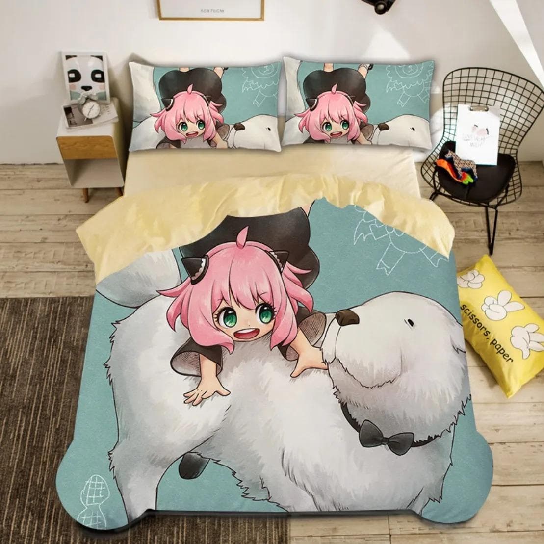 Cute Spy x family Anya Duvet Cover,Anime Spy Family Bedding Set,Boys Girls Single Twin Queen Size Quilt Cover 140x200cm 3pcs
