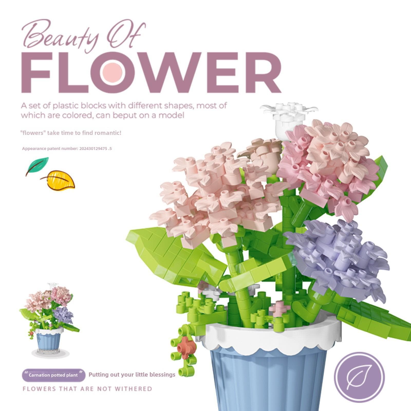 Lego-Compatible Flower Building Blocks: Hibiscus Potted Plant for Kids, Valentine's Day Gift
